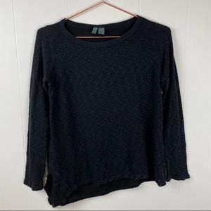 left of center Black Long Sleeve Mixed Media Top